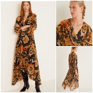 NWT-MANGO MULTICOLOR WRAP SHEER DRESS